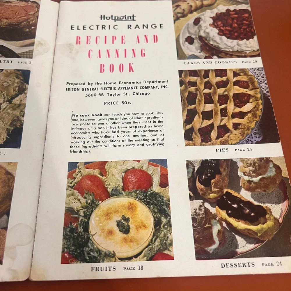 Vintage Hotpoint Electric Cooking and Home Canning Book Recipe Guide Mid-Century